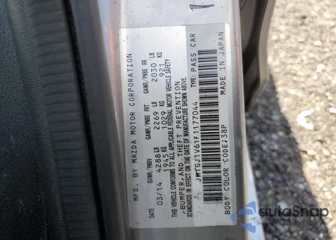 2015 Mazda 6 Touring из США, поврежденный, VIN JM1GJ1V61F1177044